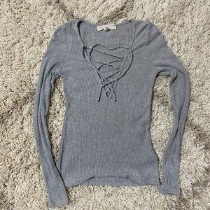 Urban outfitters gray lace up long sleeve